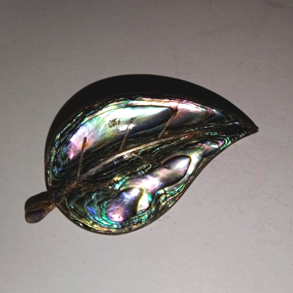 Mexican Sterling Abalone Leaf Brooch